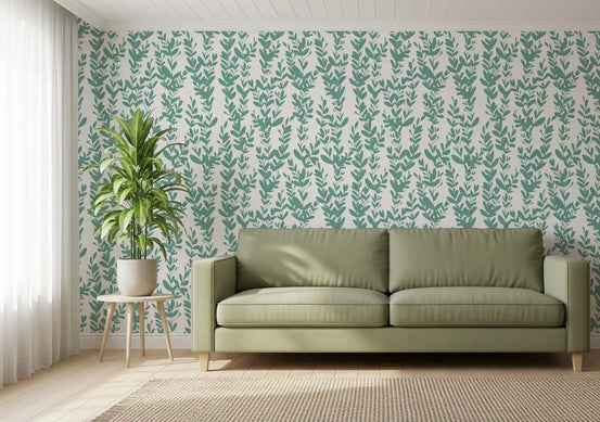 Minimalist Sage Botanical Vines Wallpaper⁠