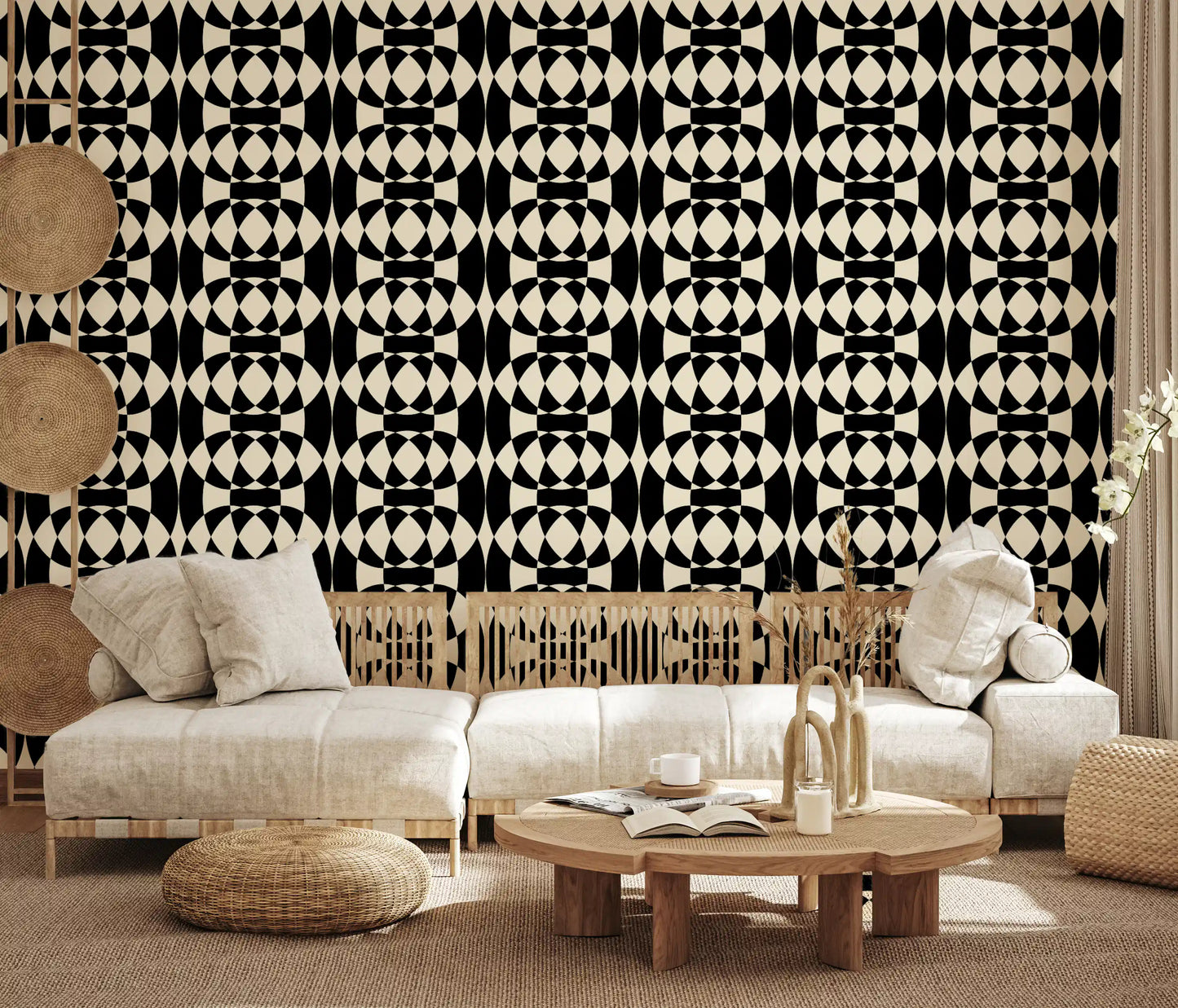 Interlocking Monochrome Arches Wallpaper⁠
