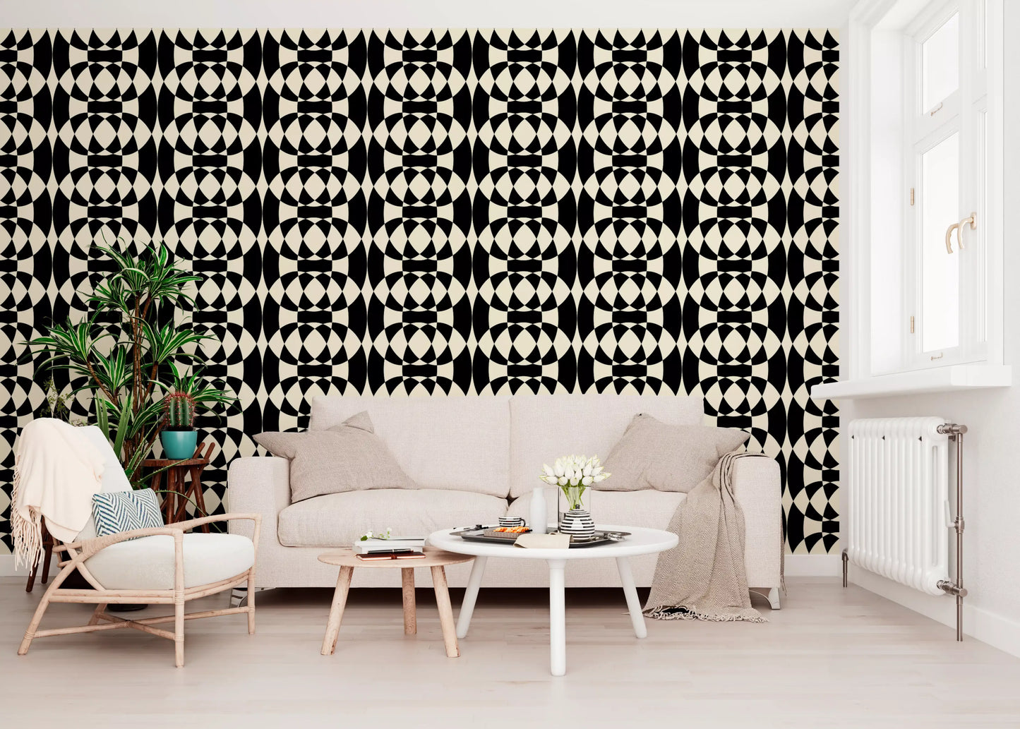 Interlocking Monochrome Arches Wallpaper⁠