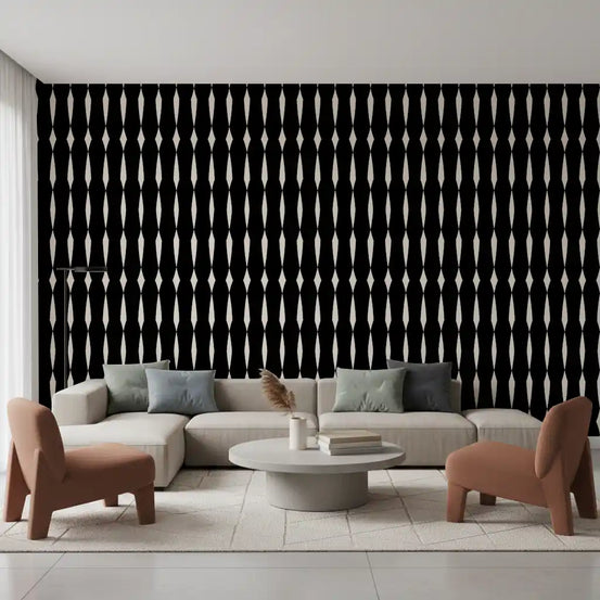 Monochromatic Geometric Column Pattern Wallpaper⁠