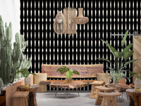 Monochromatic Geometric Column Pattern Wallpaper⁠