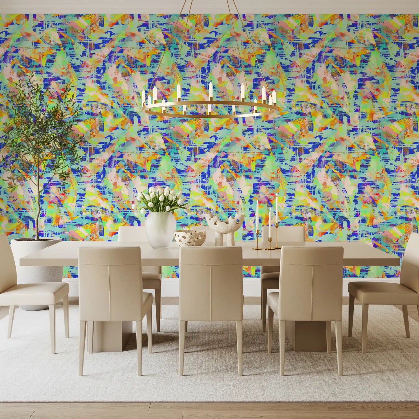 Vibrant Abstract Brushstroke Energy Wallpaper⁠