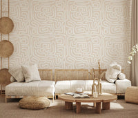 Abstract Cream Maze Pattern Wallpaper⁠