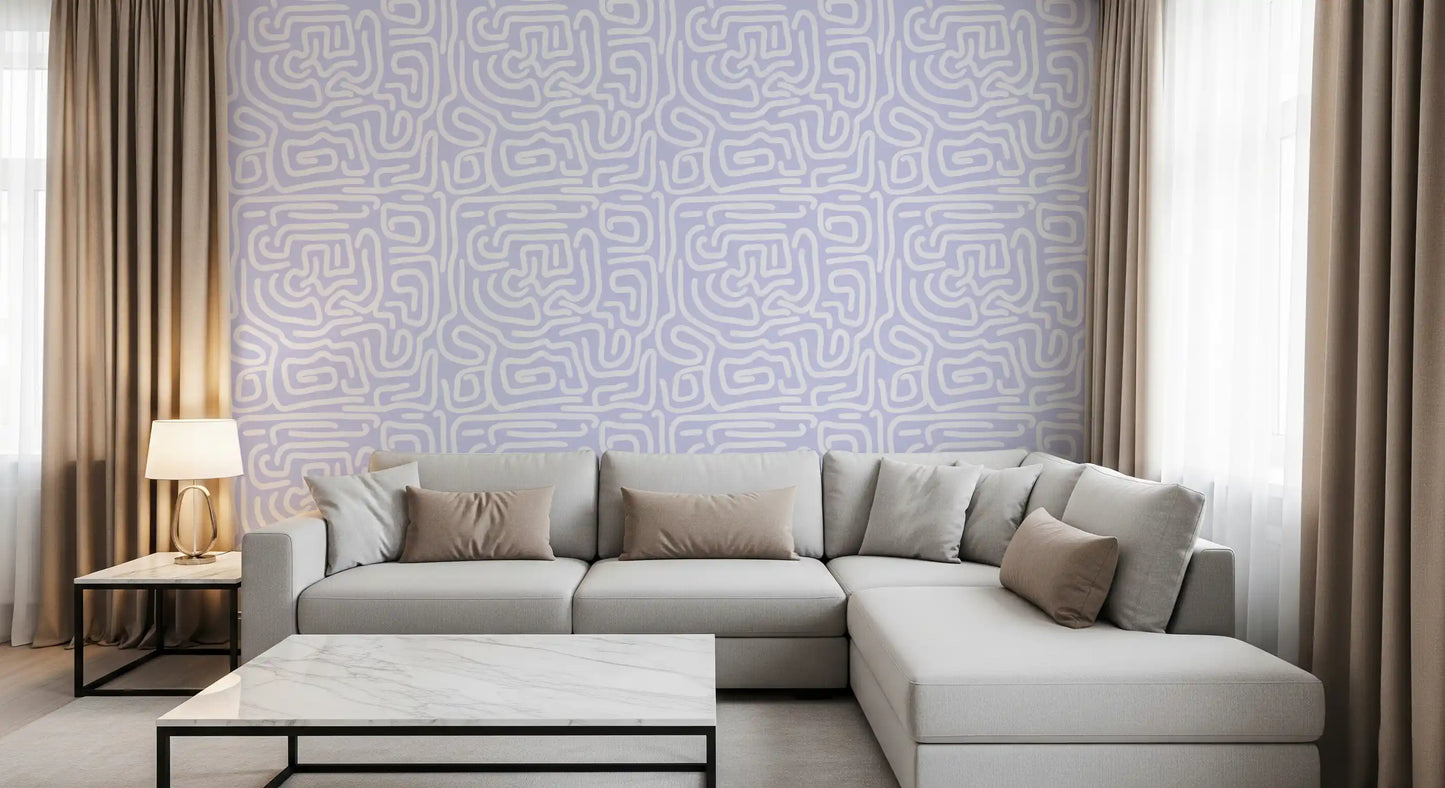 Minimalist Violet Maze Pattern Wallpaper⁠