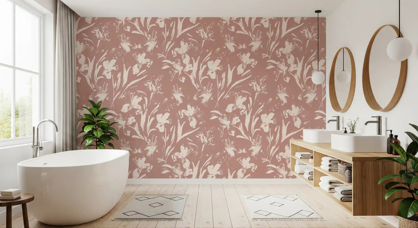 Abstract Floral Earthy Print Wallpaper⁠