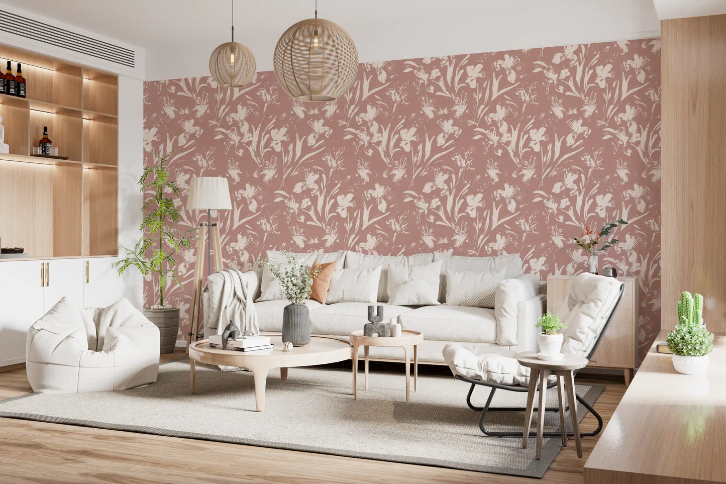 Abstract Floral Earthy Print Wallpaper⁠