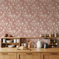 Abstract Floral Earthy Print Wallpaper⁠