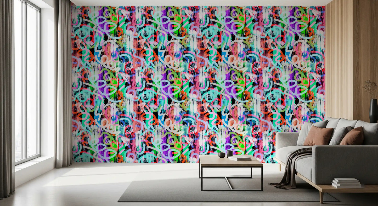 Dynamic Loops and Modern Graffiti Flair Wallpaper⁠