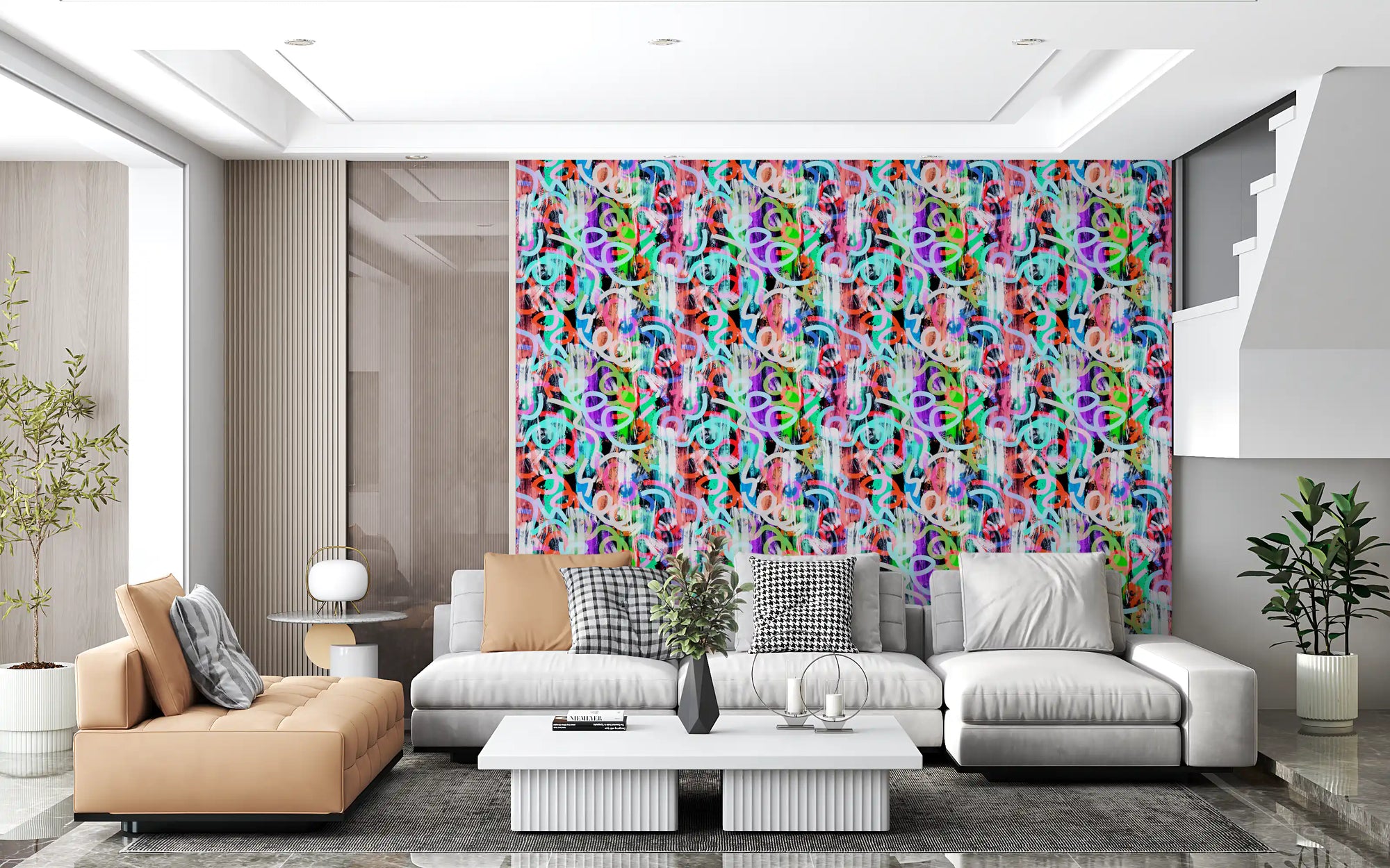 Dynamic Loops and Modern Graffiti Flair Wallpaper⁠