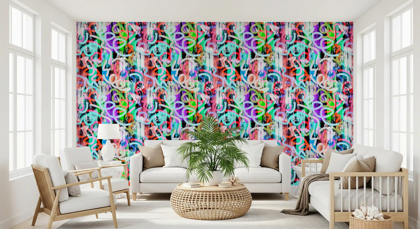 Dynamic Loops and Modern Graffiti Flair Wallpaper⁠