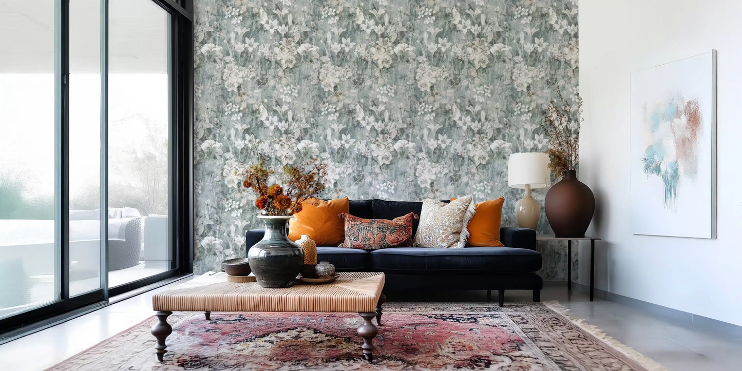 Muted Sage Botanical Bloom Wallpaper⁠