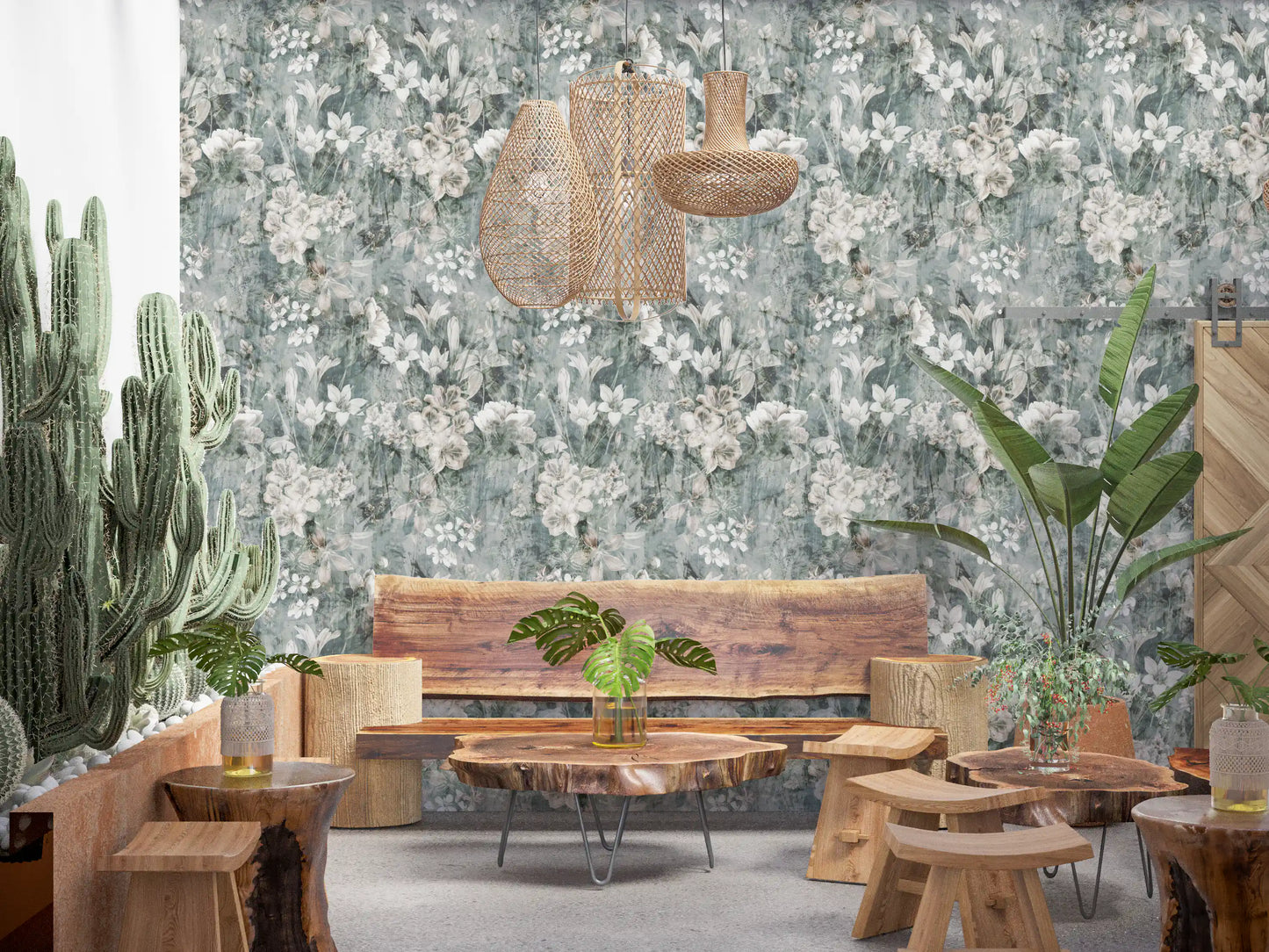 Muted Sage Botanical Bloom Wallpaper⁠