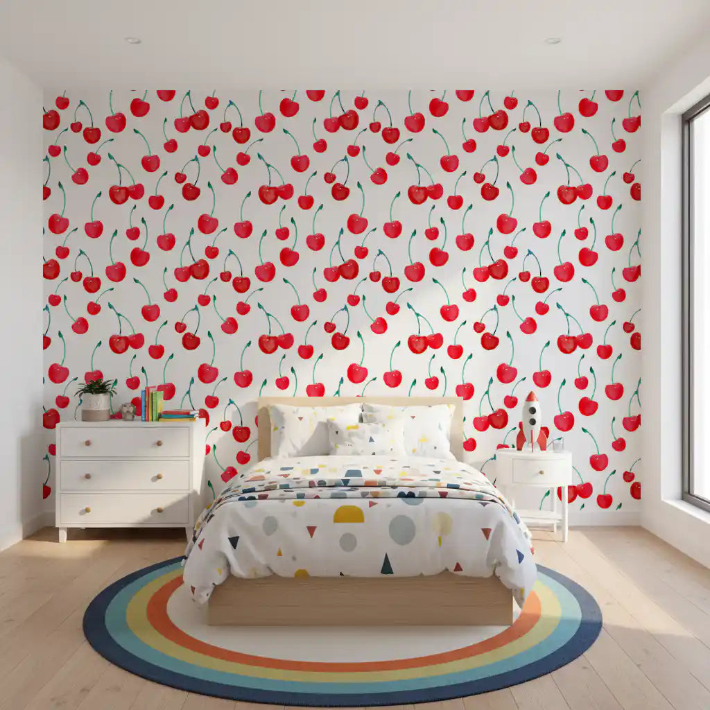 Summer Orchard Cherry Repeat Wallpaper⁠