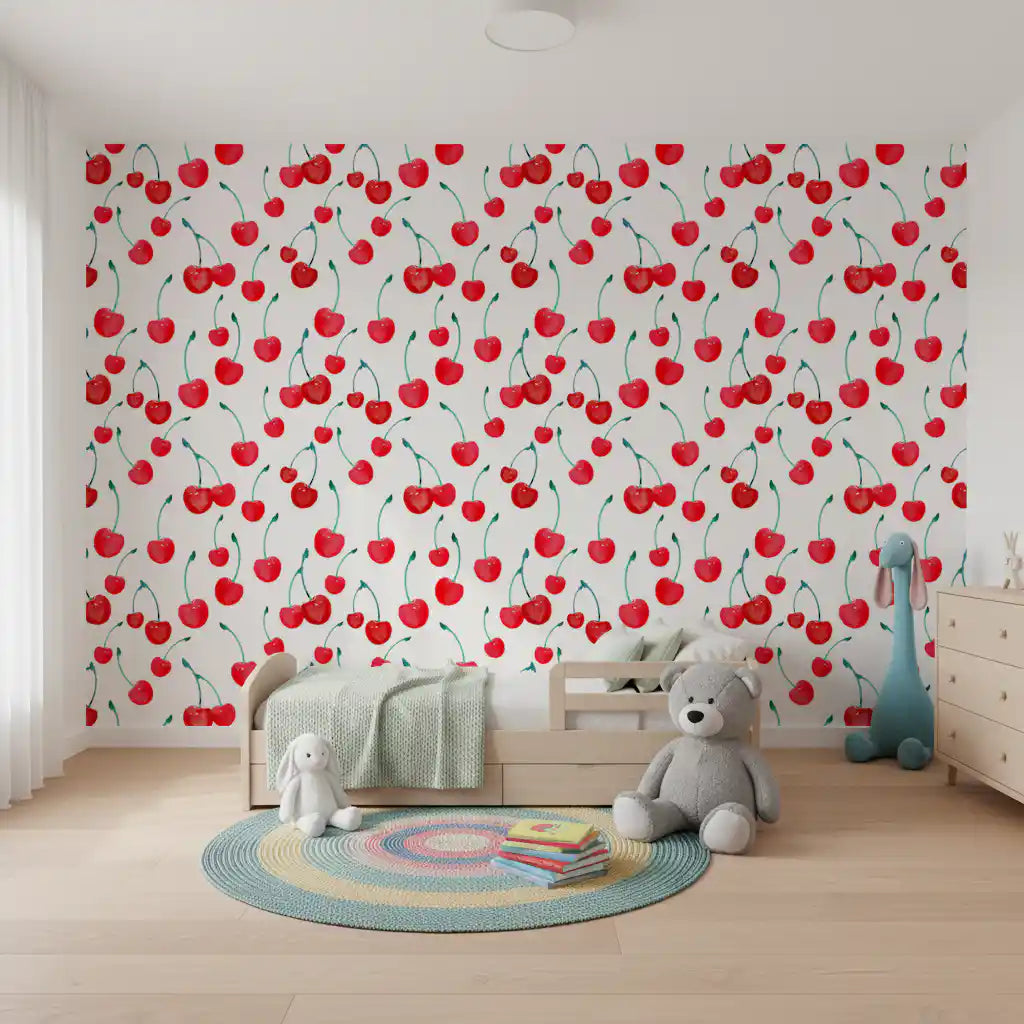Summer Orchard Cherry Repeat Wallpaper⁠