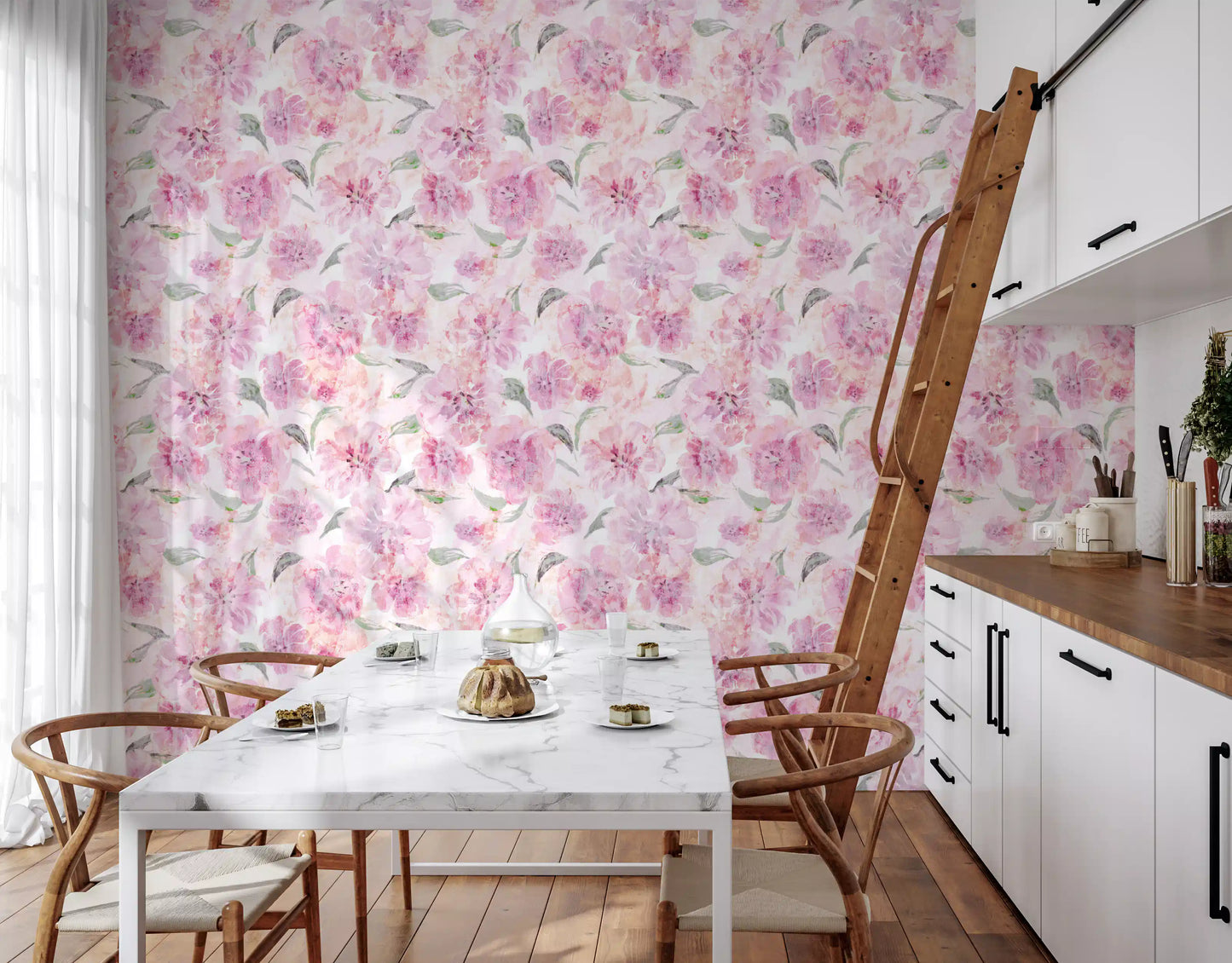 Soft Watercolor Floral Brushstrokes Wallpaper⁠