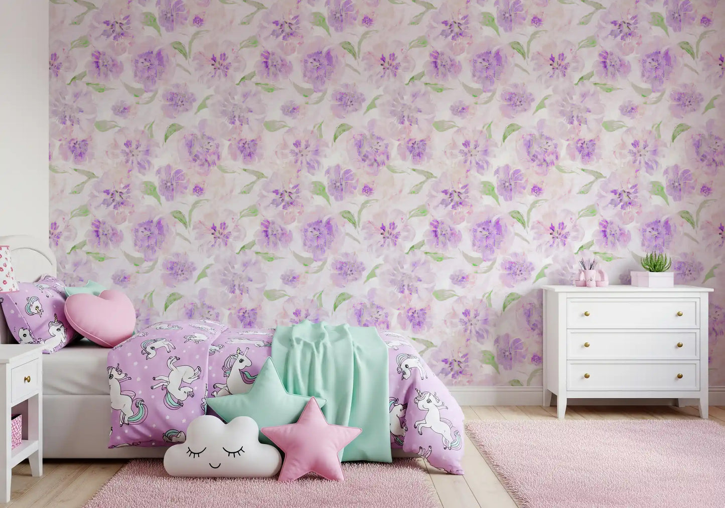 Lavender Brushstroke Floral Wallpaper⁠