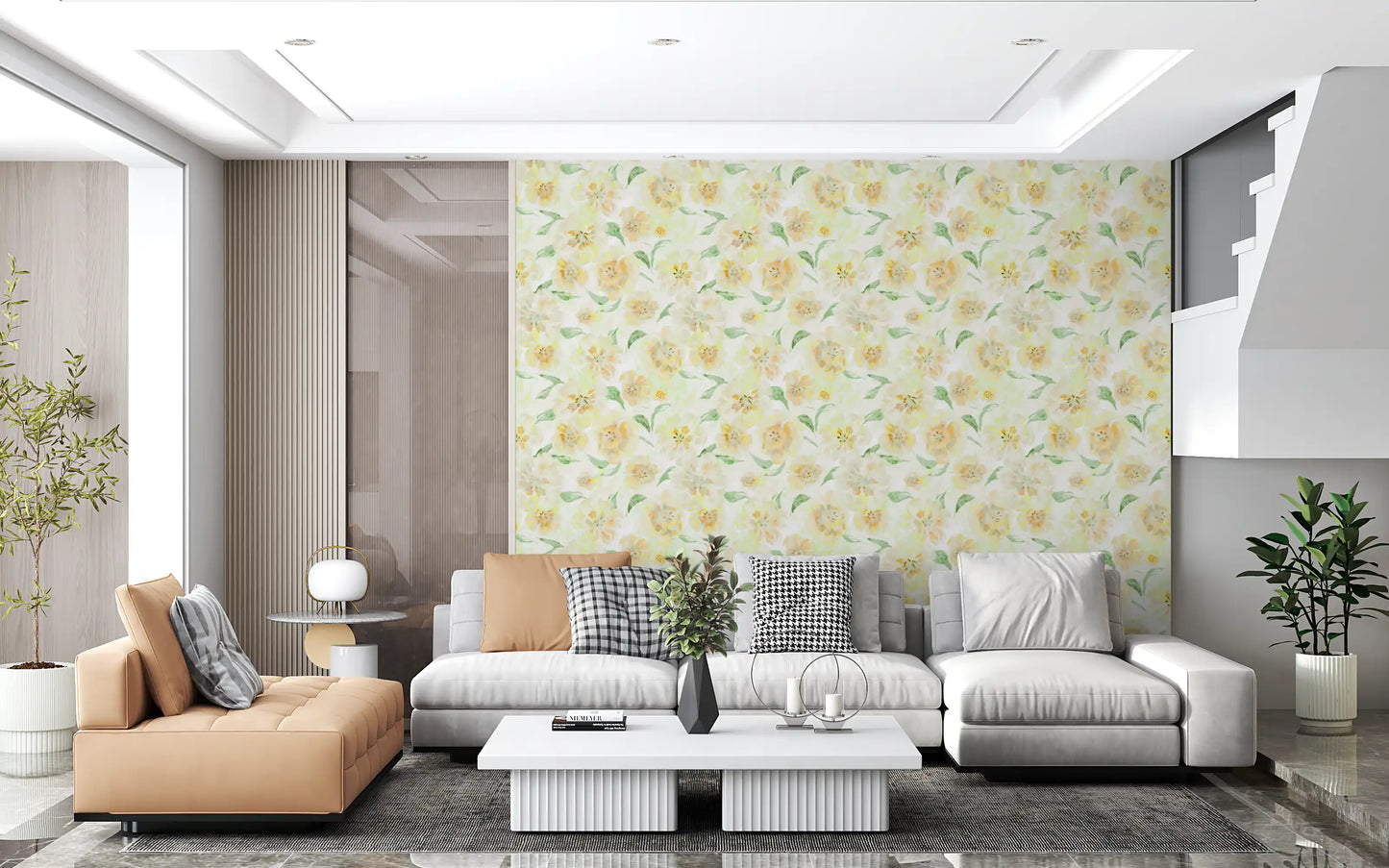 Soft Watercolor Floral Meadow Wallpaper⁠