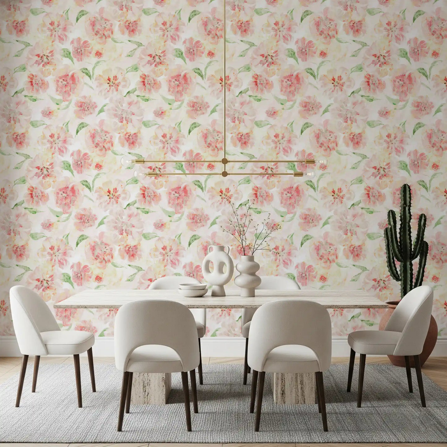 Blush Garden Painterly Pattern Wallpaper⁠