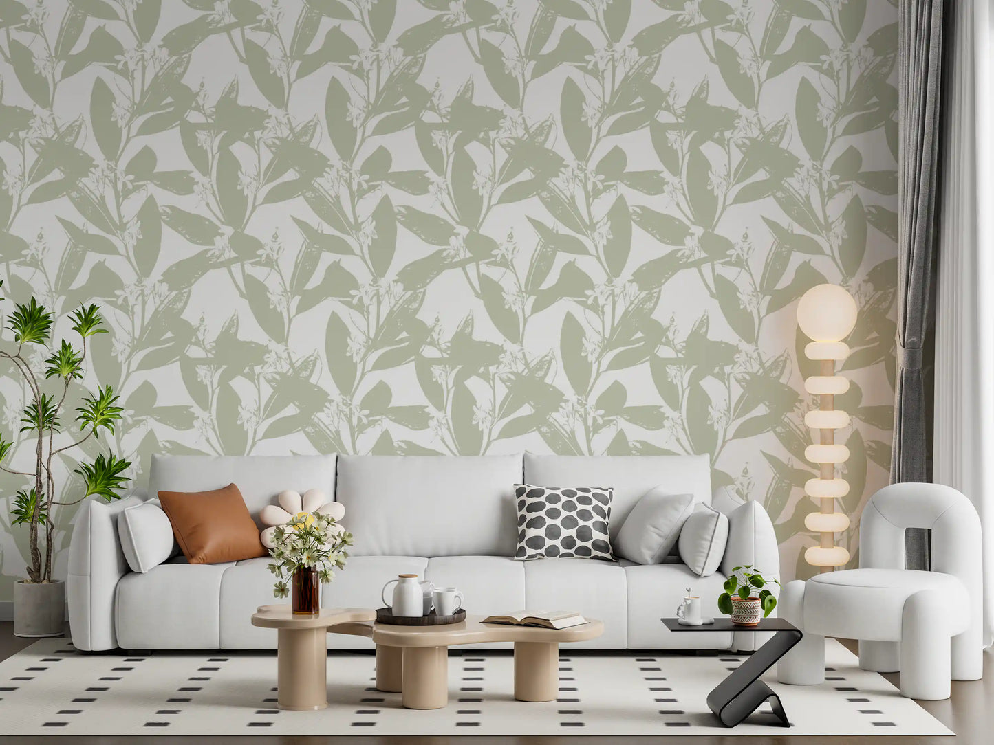 Soft Sage Botanical Print Wallpaper⁠