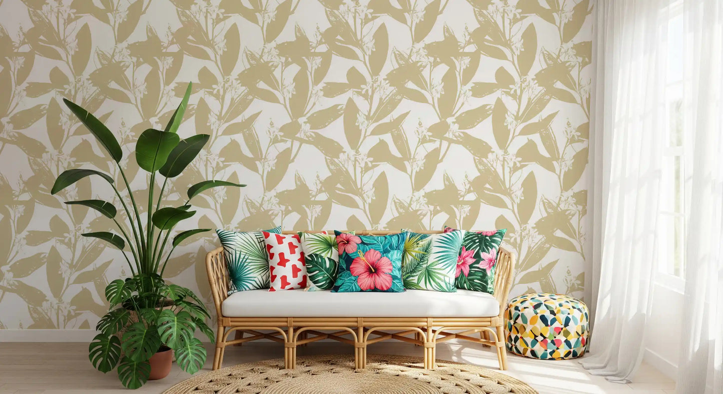 Muted Floral Silhouette Wallpaper⁠