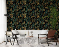 Golden Foliage and Hummingbird Art Wallpaper⁠