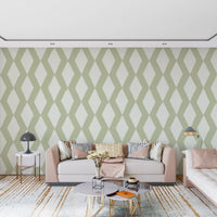 Sage Brushstroke Diamond Lattice Wallpaper⁠