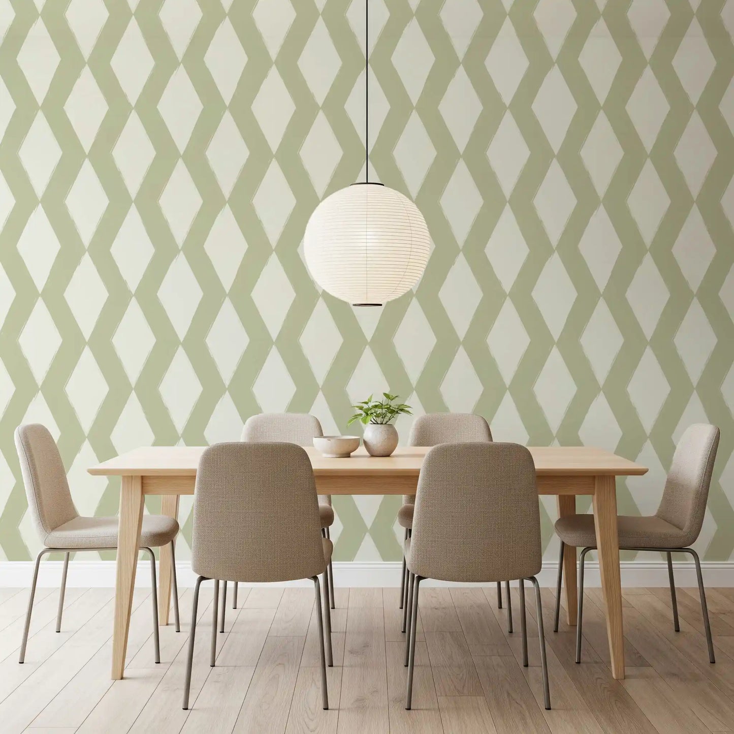Sage Brushstroke Diamond Lattice Wallpaper⁠