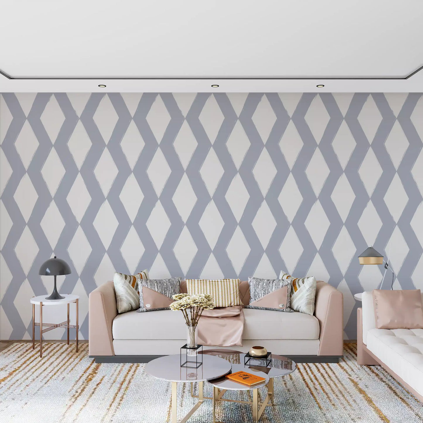Grey Geometric Brushstroke Diamond Wallpaper⁠