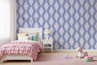 Muted Blue Abstract Diamond Lattice Wallpaper⁠