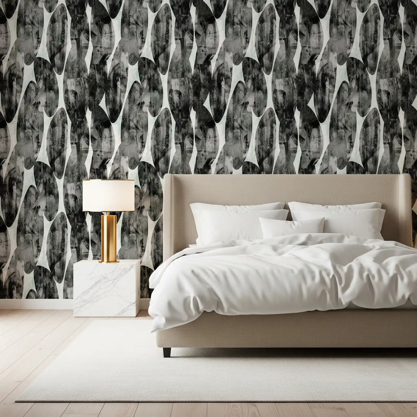 Abstract Monochrome Brushstroke Layers Wallpaper⁠