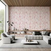 Blush Botanical Line Art Wallpaper⁠