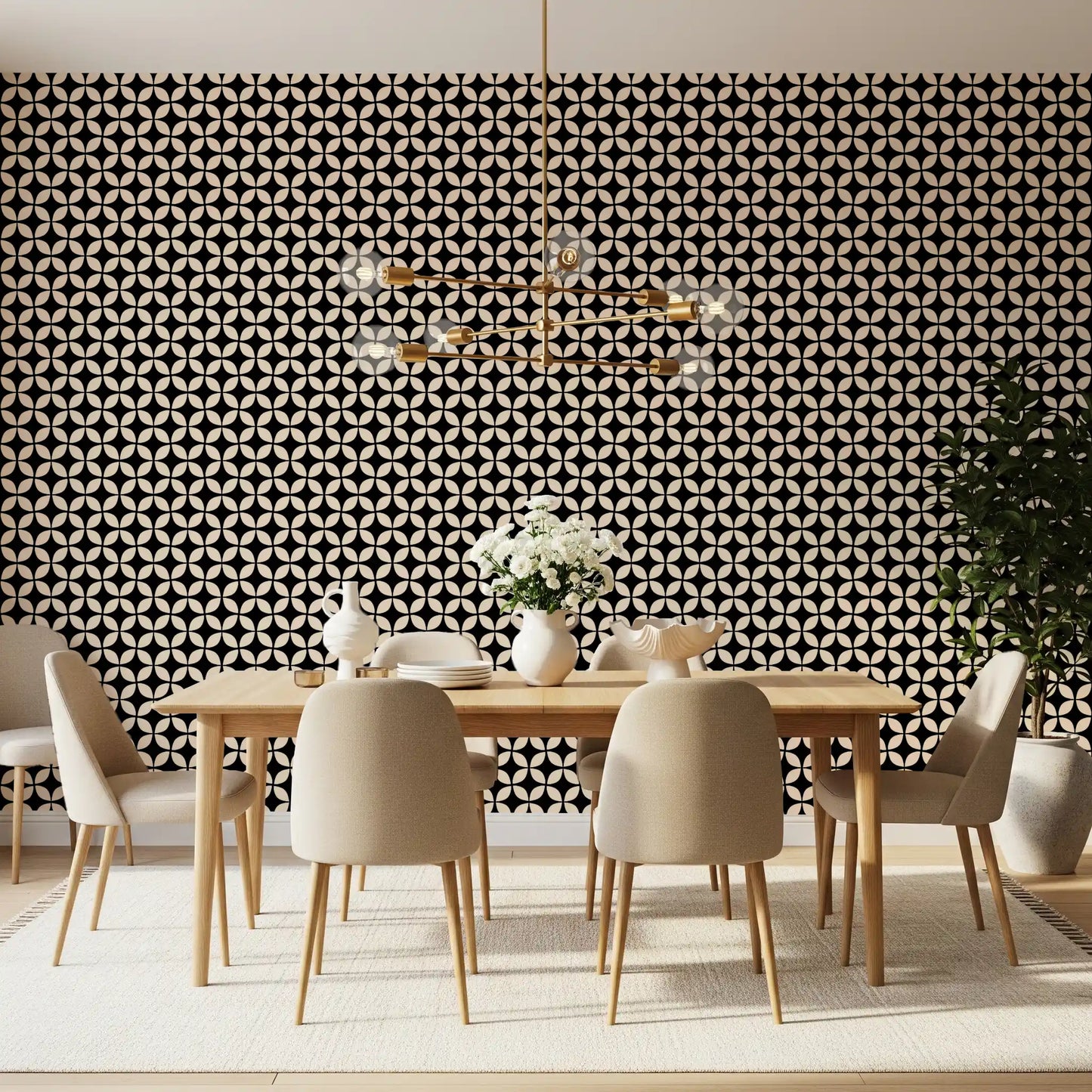 Minimalist Petal Lattice Wallpaper⁠