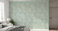 Sage and Cream Palm Frond Impression Wallpaper⁠