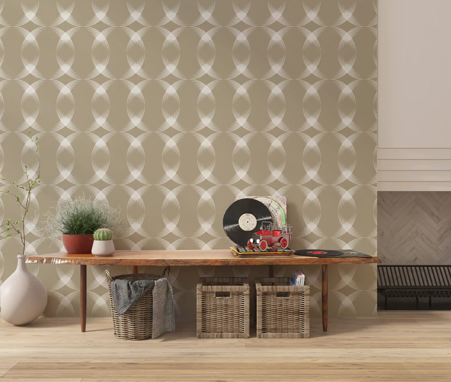 Interwoven Arcs Linear Pattern Wallpaper⁠