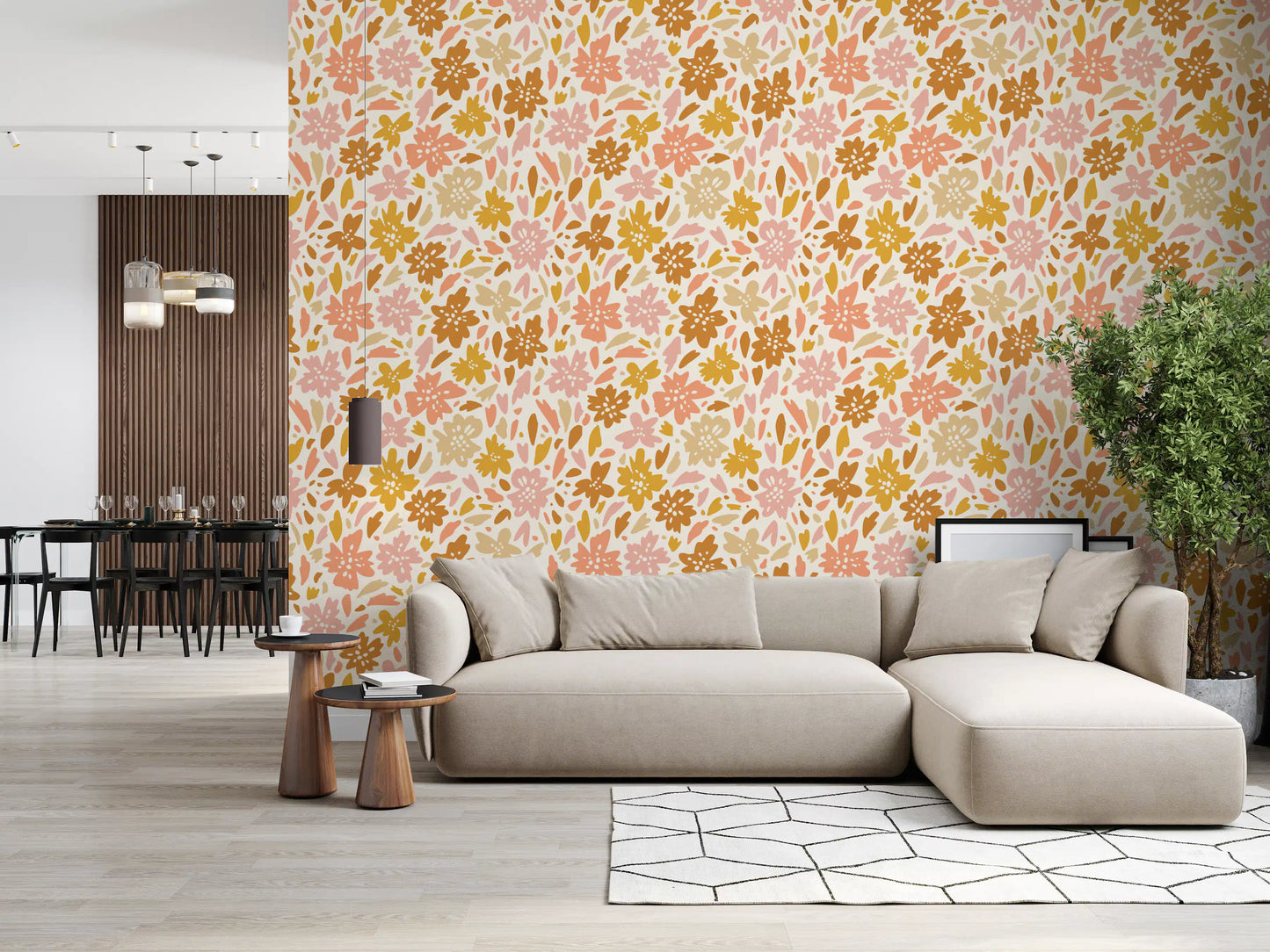Boho Floral Meadow Prints Wallpaper⁠