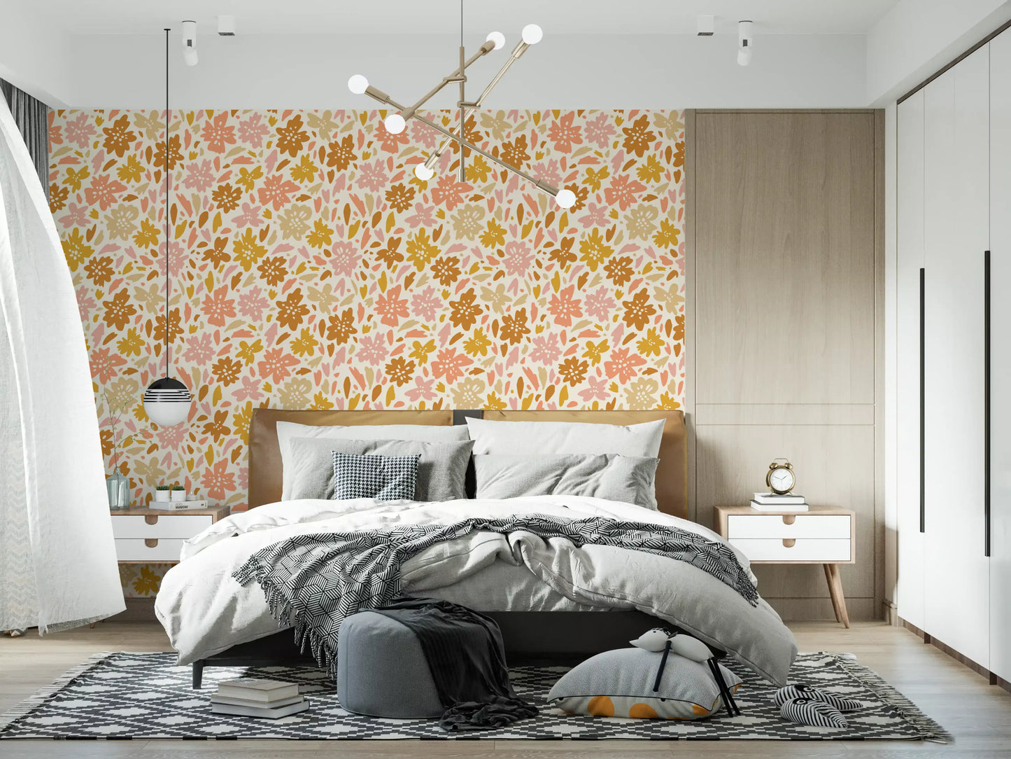 Boho Floral Meadow Prints Wallpaper⁠