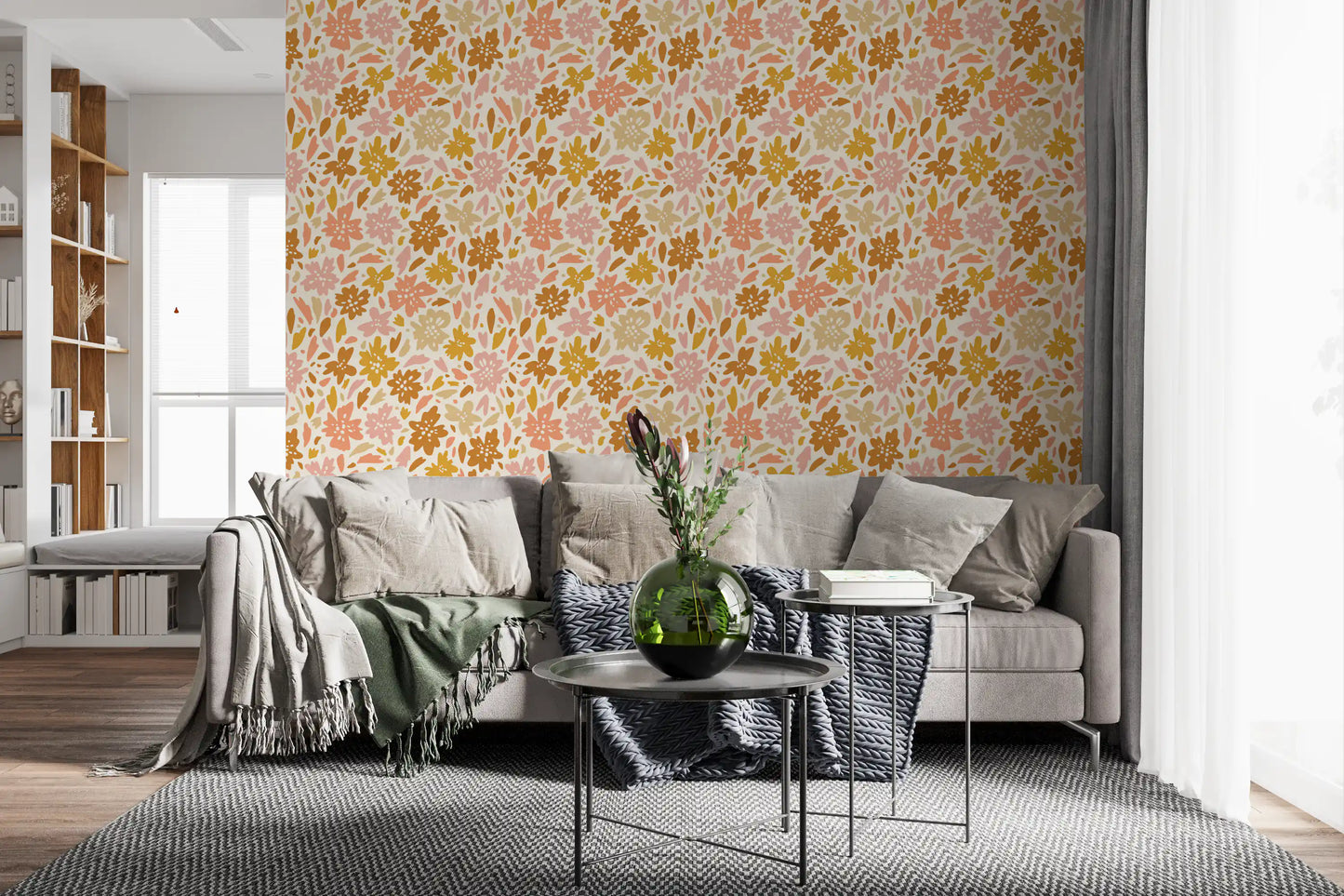 Boho Floral Meadow Prints Wallpaper⁠