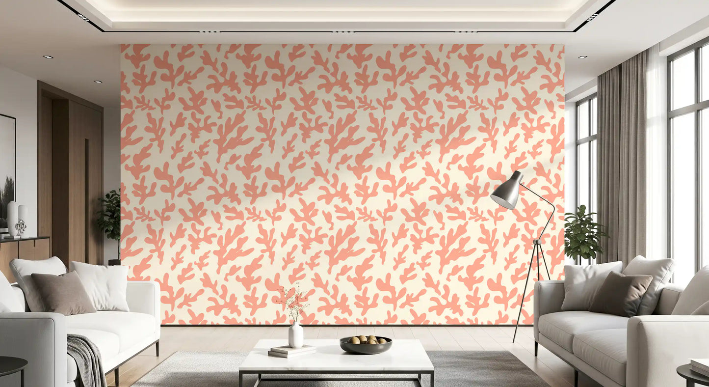 Organic Blush Coral Motif Wallpaper⁠
