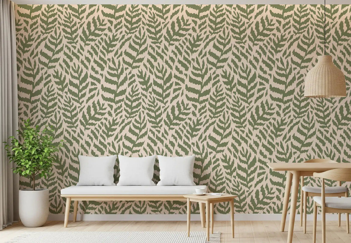 Sage fern trail wallpaper keeps a Dining room calm and leafy GD11674
