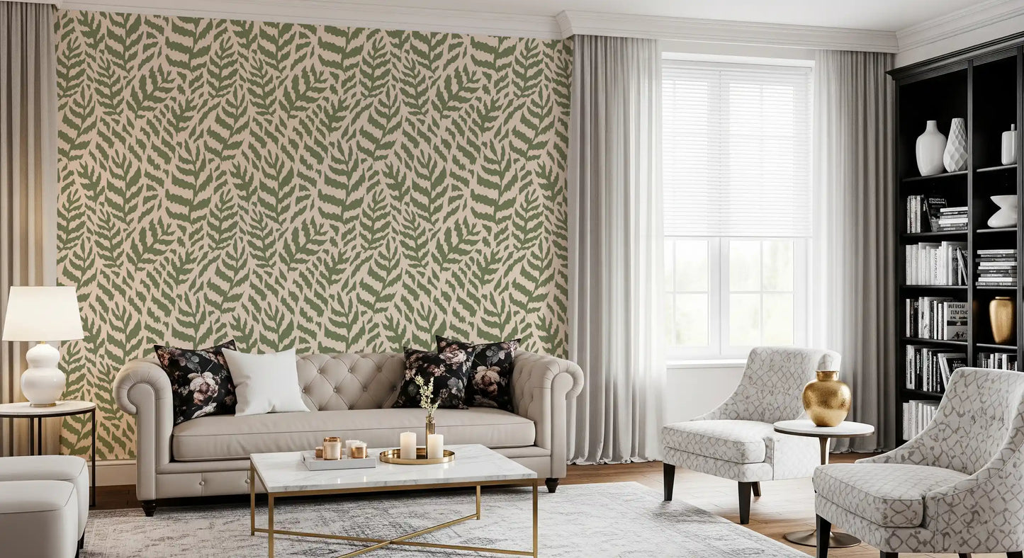 Sage Botanical Fern Trail Wallpaper⁠