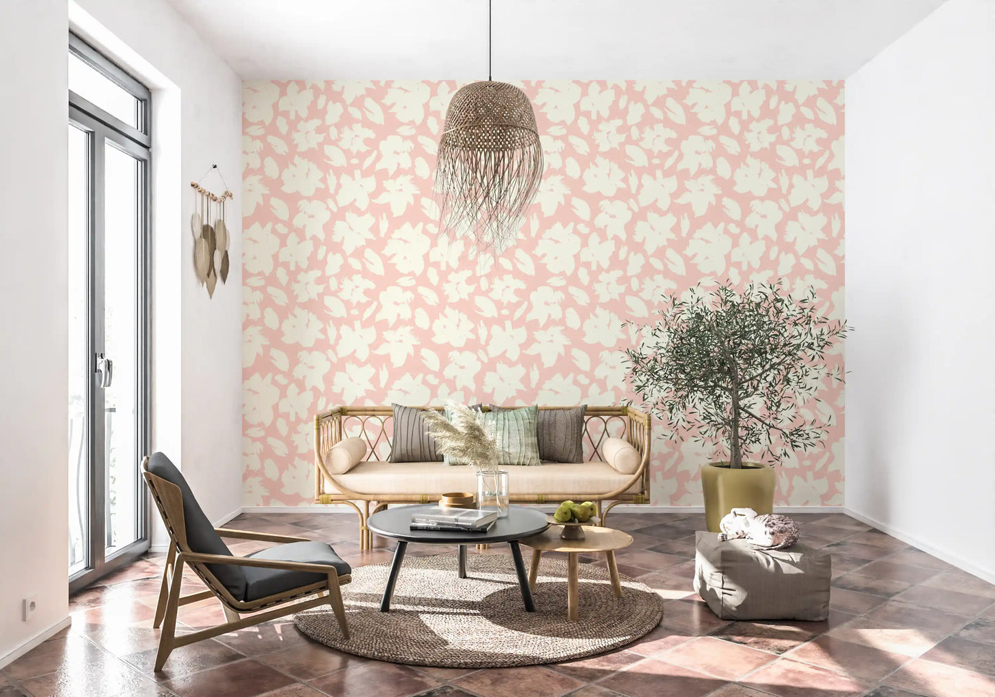 Soft Brushstroke Bloom Pattern Wallpaper⁠