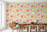 Playful Organic Shapes in Coral and Lime Wallpaper⁠