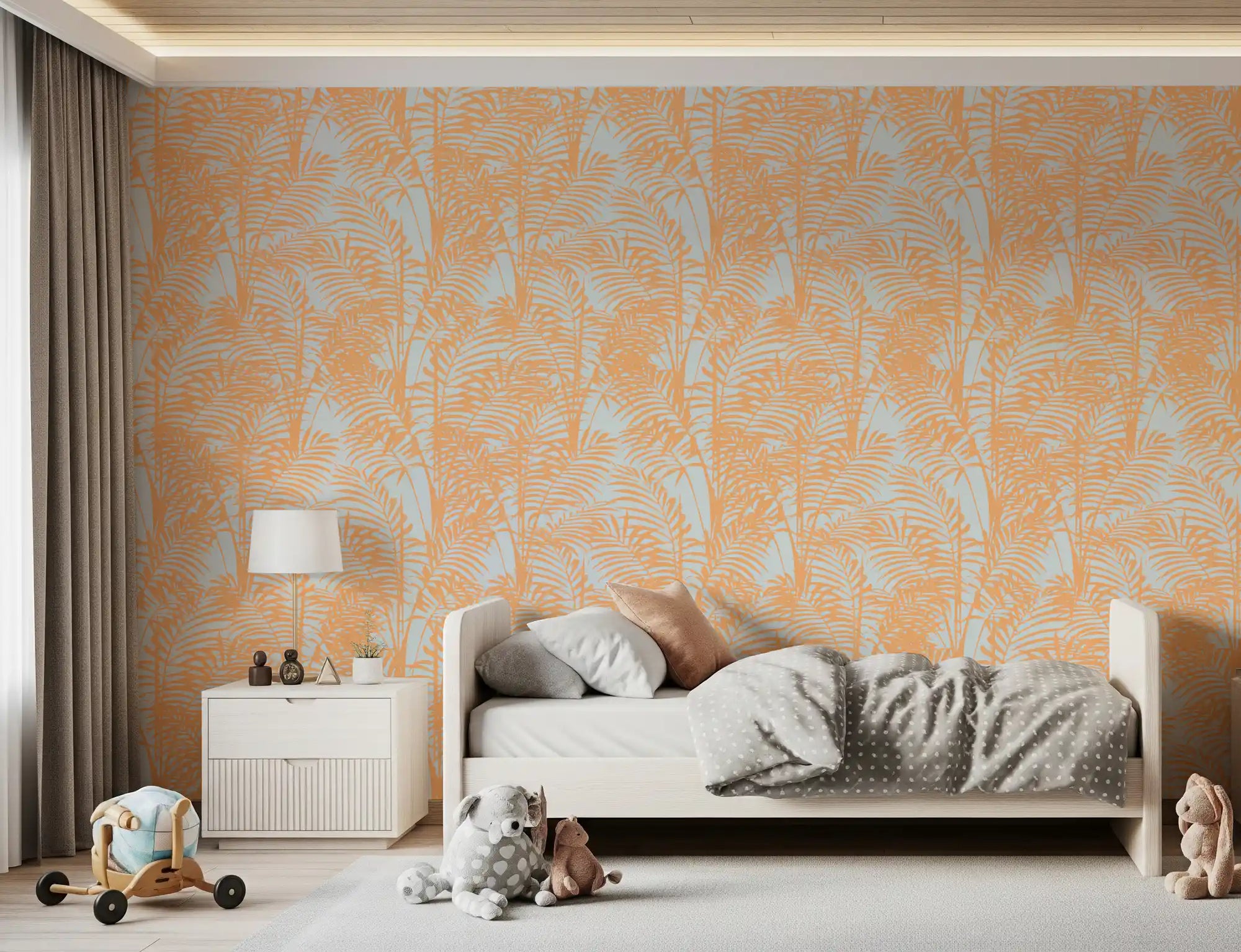 Peach Botanical Palm Repeat Wallpaper⁠
