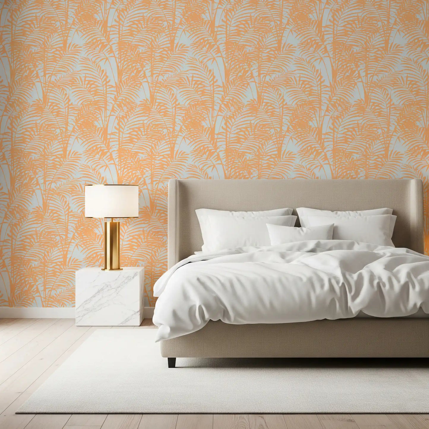 Peach Botanical Palm Repeat Wallpaper⁠