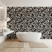 Monochrome Swirl Abstract Line Art Wallpaper⁠