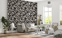 Monochrome Swirl Abstract Line Art Wallpaper⁠