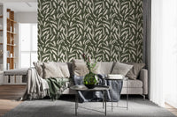Sage Green Abstract Brushstrokes Wallpaper⁠