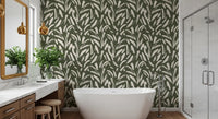 Sage Green Abstract Brushstrokes Wallpaper⁠