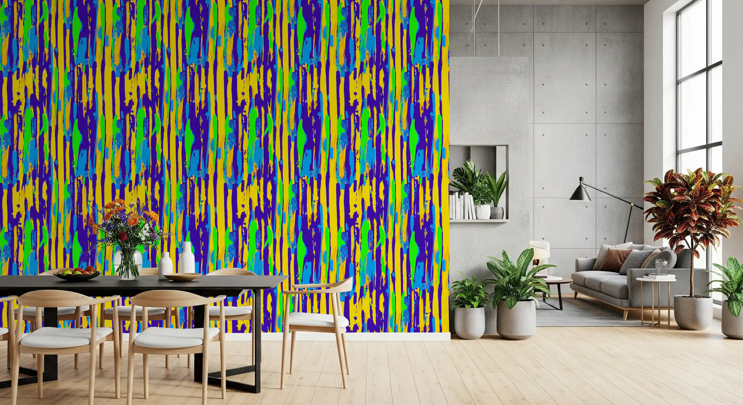 Vibrant Neon Brushstroke Stripe Wallpaper⁠