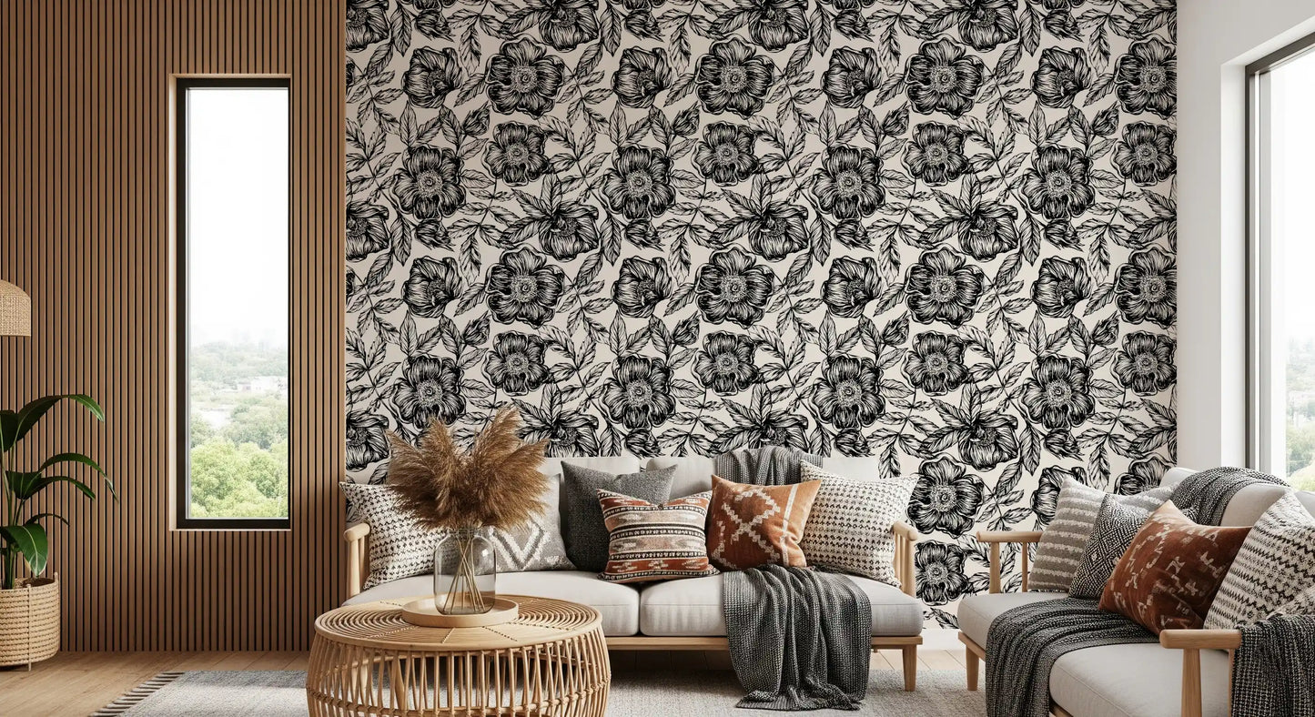 Ink Blossom Garden Wallpaper⁠